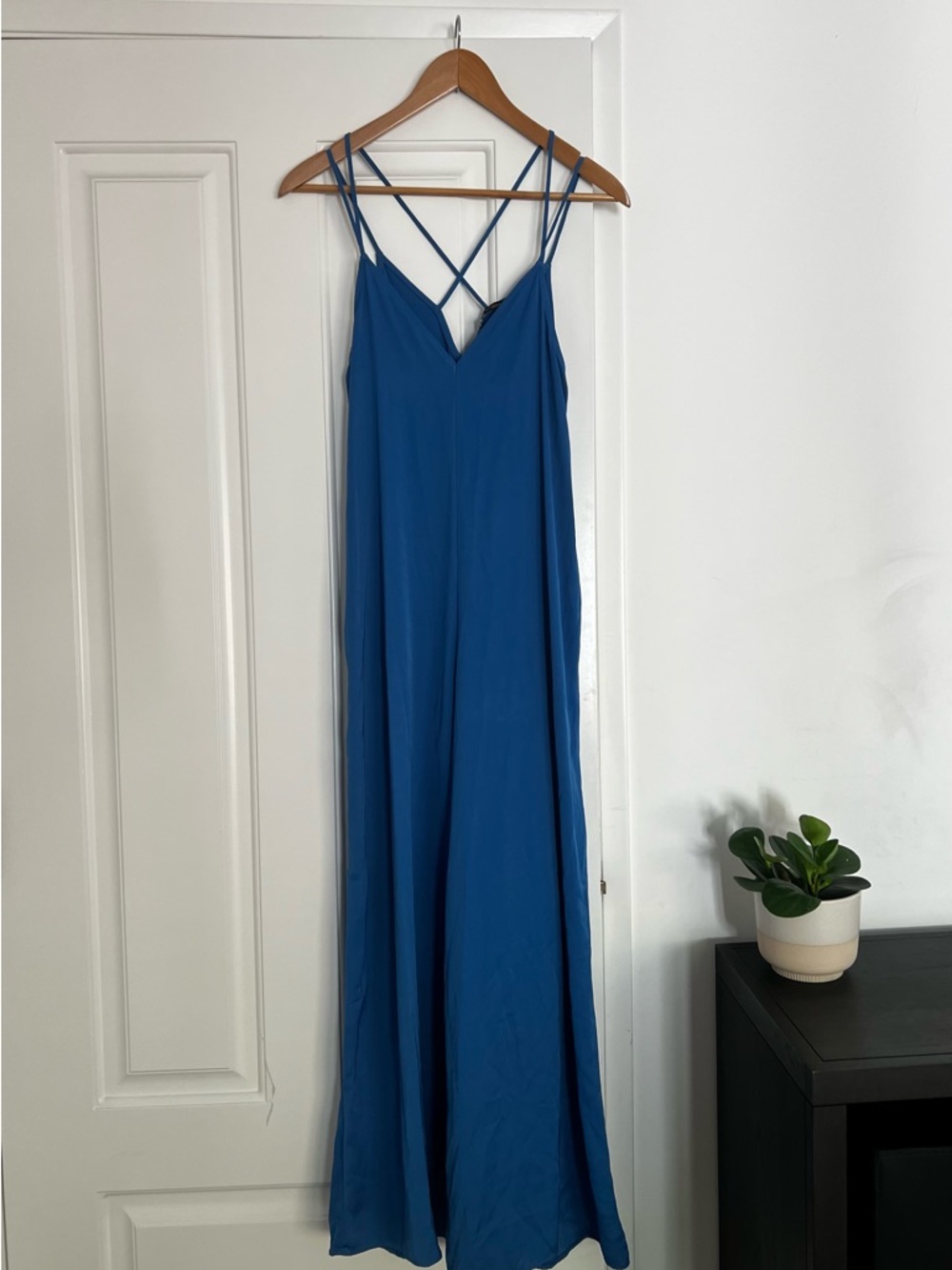 Zara Blue Strappy Maxi Jumpsuit
